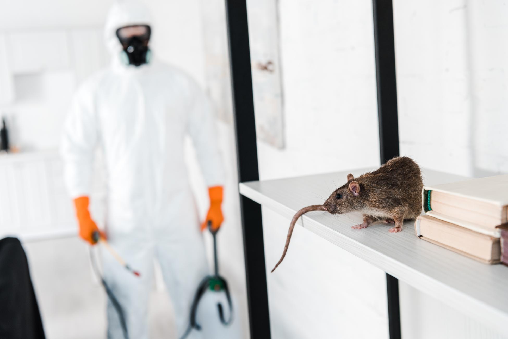 Pest control professional addressing rodent infestation